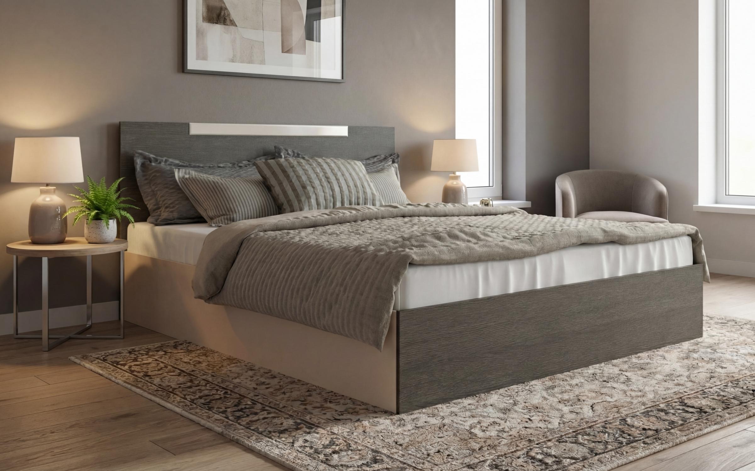 Pat dublu 160/200 Katerina, casmir + stejar antracit  1